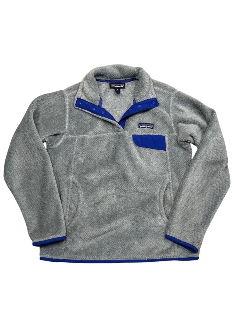 Patagonia Womens Snap T Fleece Pullover Gray & Blue Small